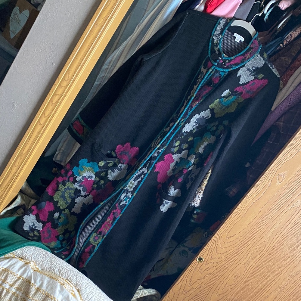 J. Jill Black Floral Cardigan long